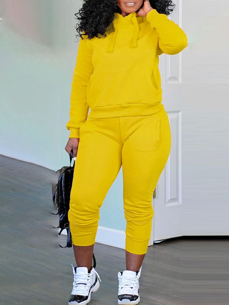 Morchique Solid Hoodie & Pants Set