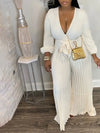 V-Neck Tied Pleated Wide-Leg Jumpsuit