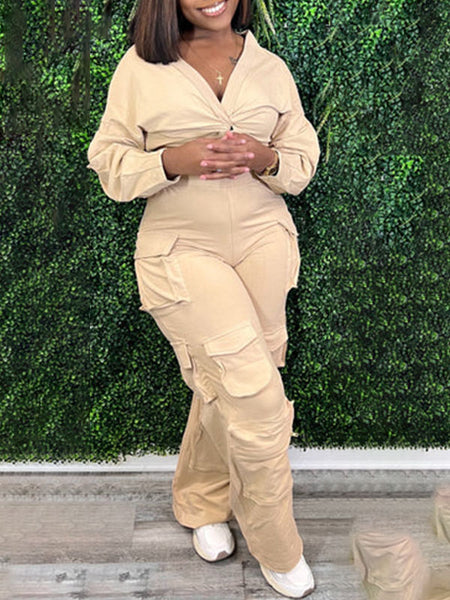 Morchique Twisted Top & Cargo Pants Set