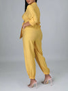 Solid Button-Front Tied Jumpsuit