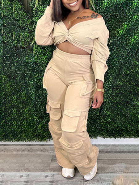 Morchique Twisted Top & Cargo Pants Set