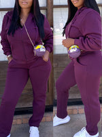 Zip-Front Hoodie & Straight Pants Set