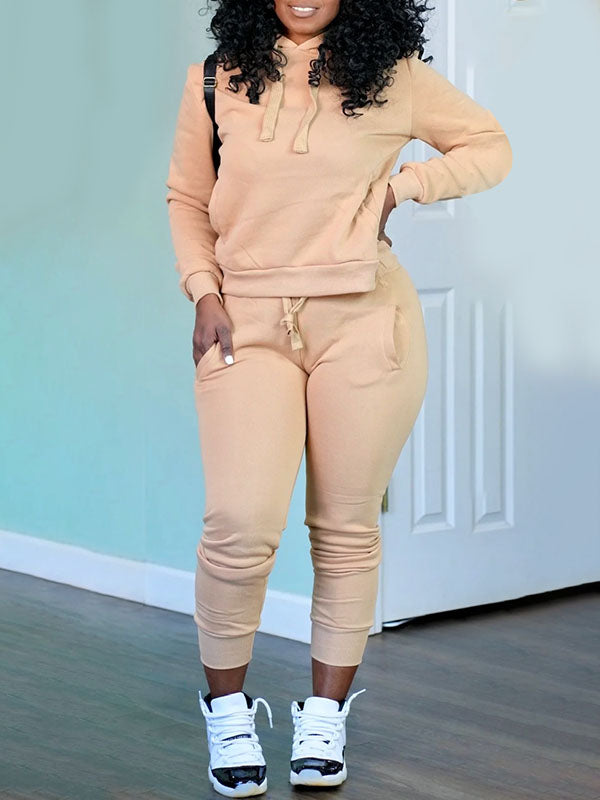 Morchique Solid Hoodie & Pants Set