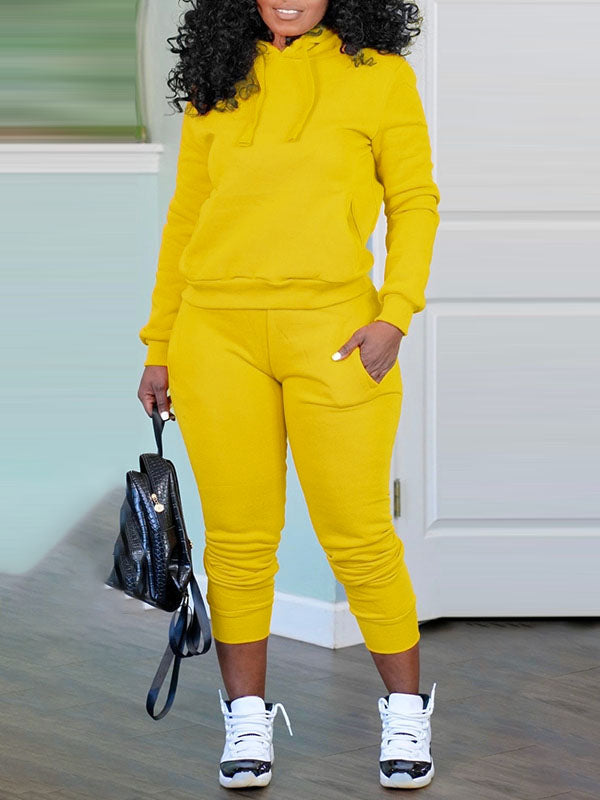 Morchique Solid Hoodie & Pants Set