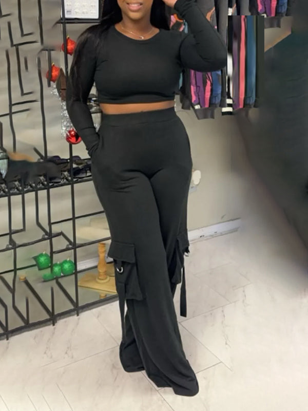 Morchique Solid Sweatshirt & Cargo Pants Set