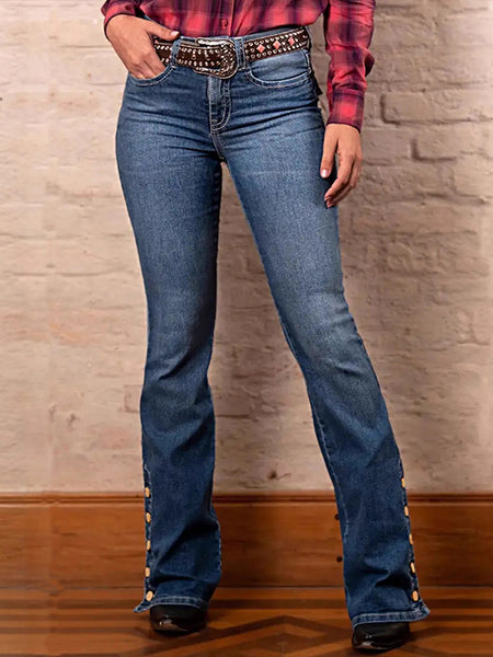 Button Flared Jeans