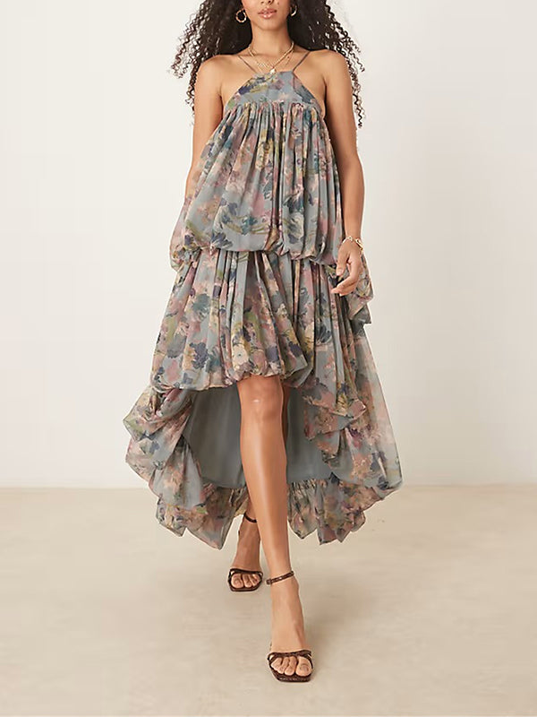 Printed High-Low Cami Dress