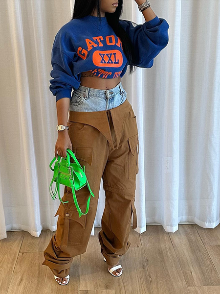 Denim Combo Cargo Pants