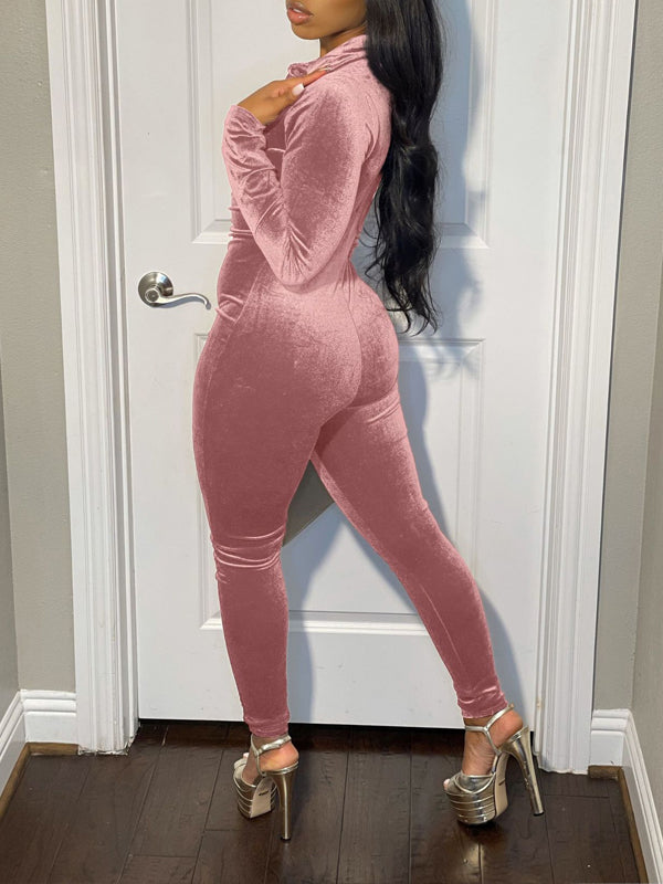 Morchique Velvet Button-Front Jumpsuit