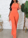 Solid Fringed Jumpsuit