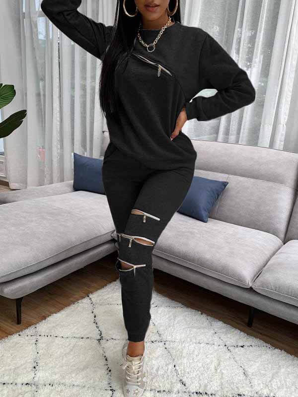 Morchique Zip Sweatshirt & Jogger Pants Set