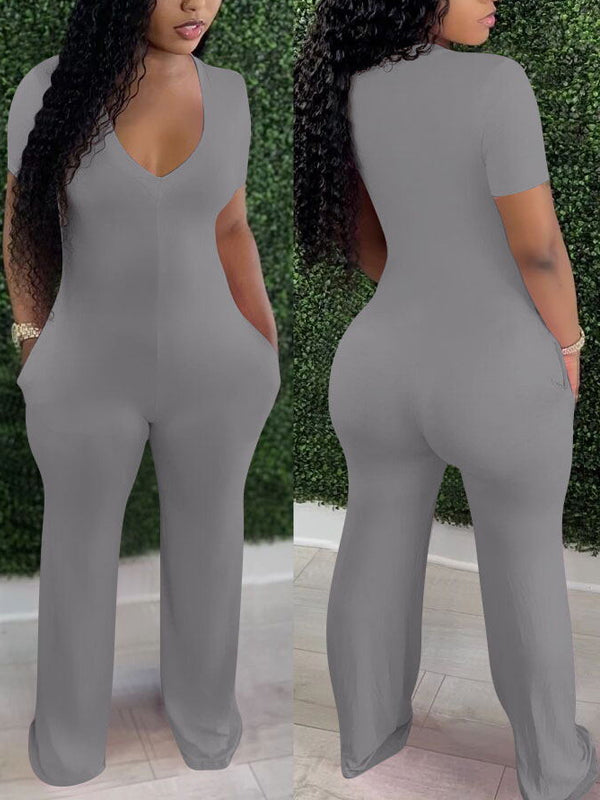 Morchique Solid V-Neck Jumpsuit
