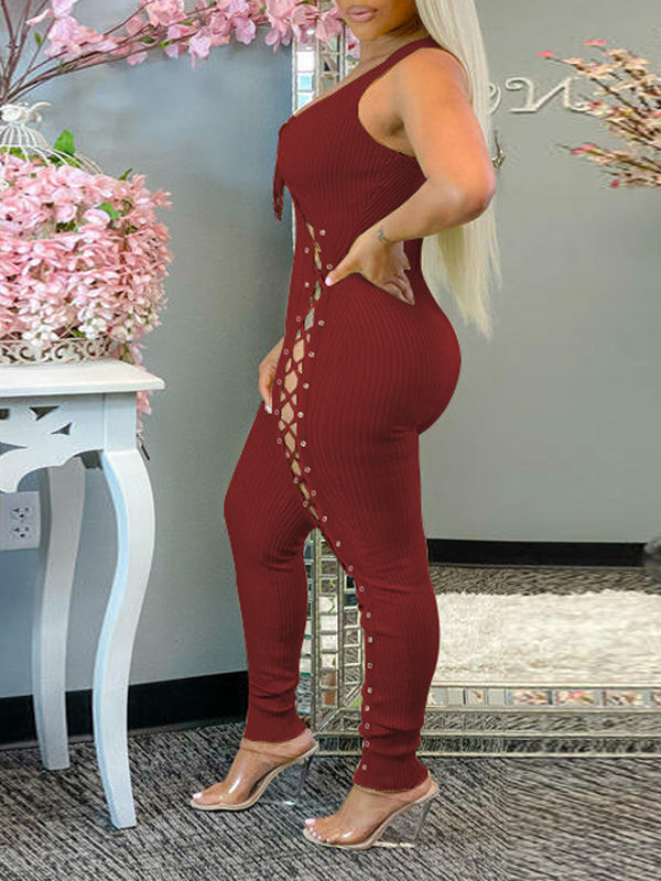 Morchique Lace-Up Sleeveless Jumpsuit