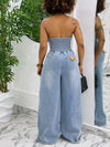 Halter Wide-Leg Denim Jumpsuit