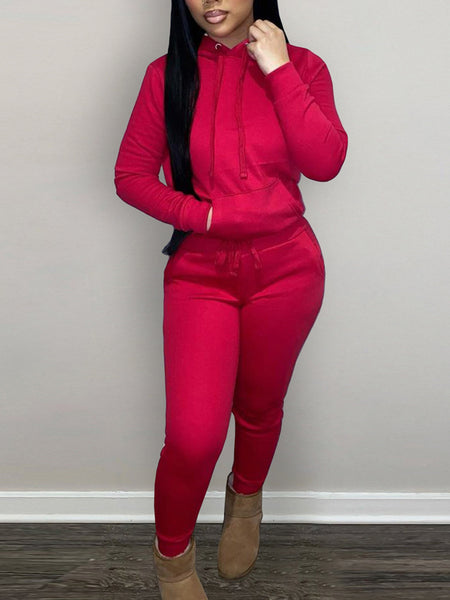 Morchique Solid Hoodie & Pants Set