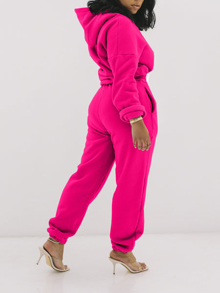 Morchique Solid Hoodie & Pants Set