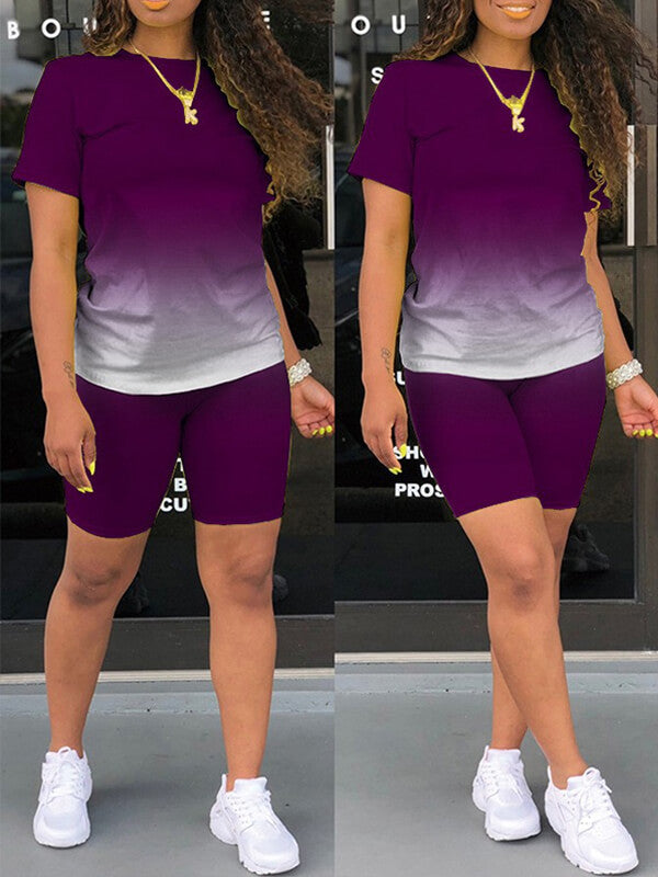 Ombre Tee & Biker Shorts Set