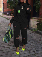 Solid Cutout Hoodie & Pants Set