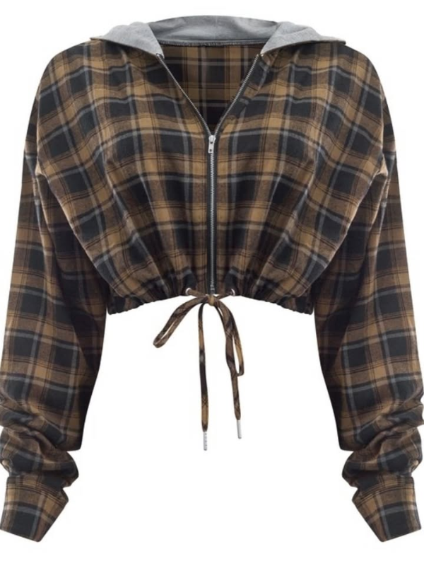 Plaid Crop Hoodie