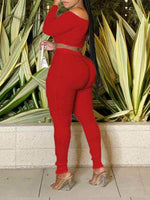 Off-Shoulder Tee & Cutout Pants Set