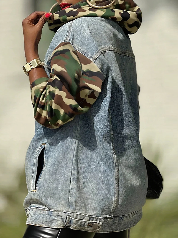 Denim Combo Camo Pullover Hoodie