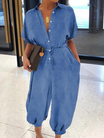 Button-Front Tied Jumpsuit