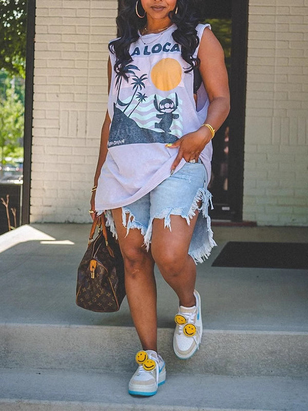 Ripped Denim Shorts