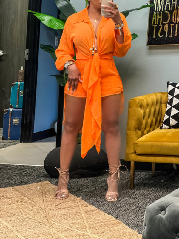 Chiffon Tunic Shirt & Shorts Set