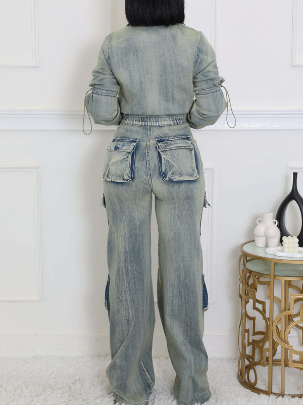 Denim Jacket & Cargo Jeans Set