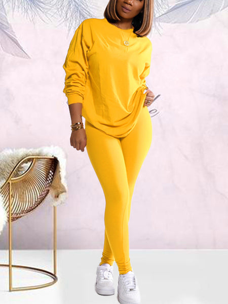 Morchique Solid Sweatshirt & Leggings Set
