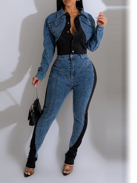 Denim Combo Jacket & Pants Set
