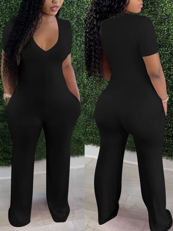 Morchique Solid V-Neck Jumpsuit