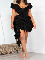 V Neck Frilled Dress