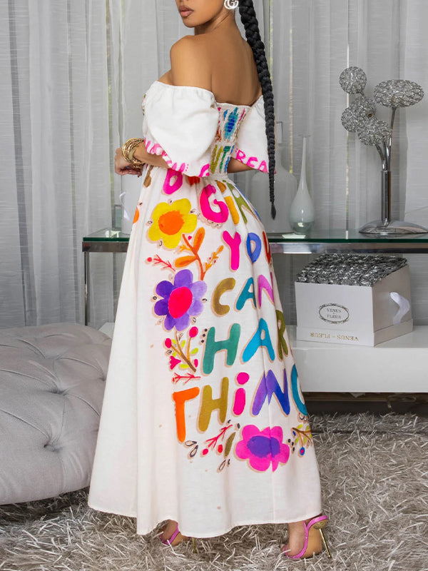 Printed Square-Neck Maxi Dress