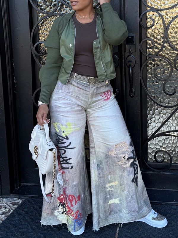 Printed Wide-Leg Pants