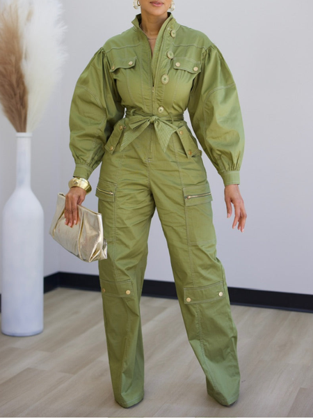 Zip-Front Cargo Jumpsuit