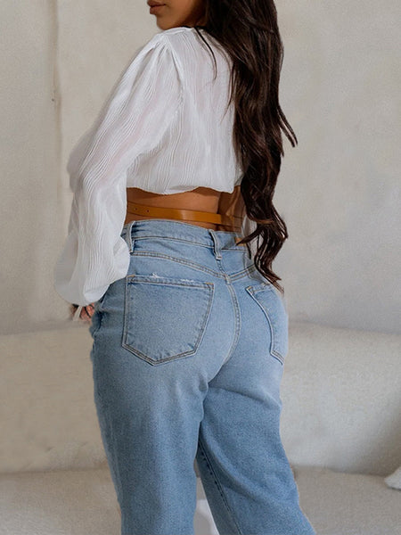V-Neck Belted Top