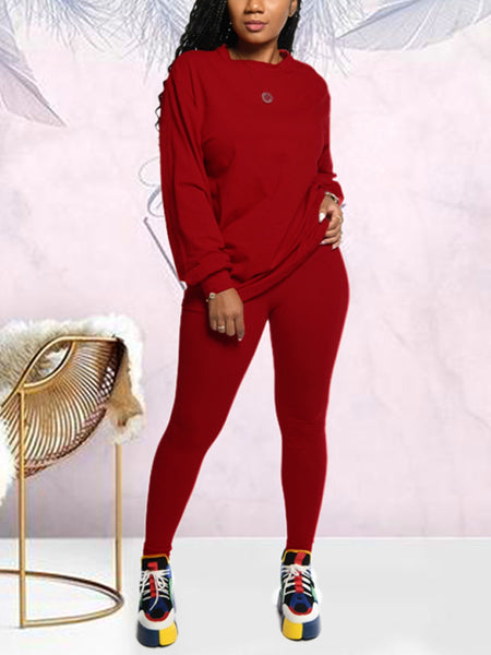 Morchique Solid Sweatshirt & Leggings Set