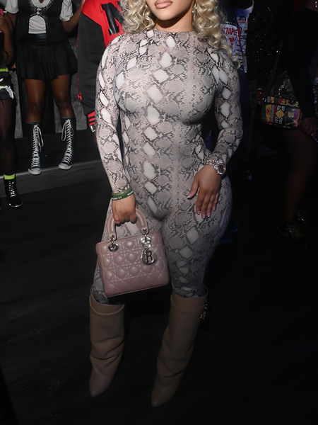 Snake-Print Skinny Jumpsuit
