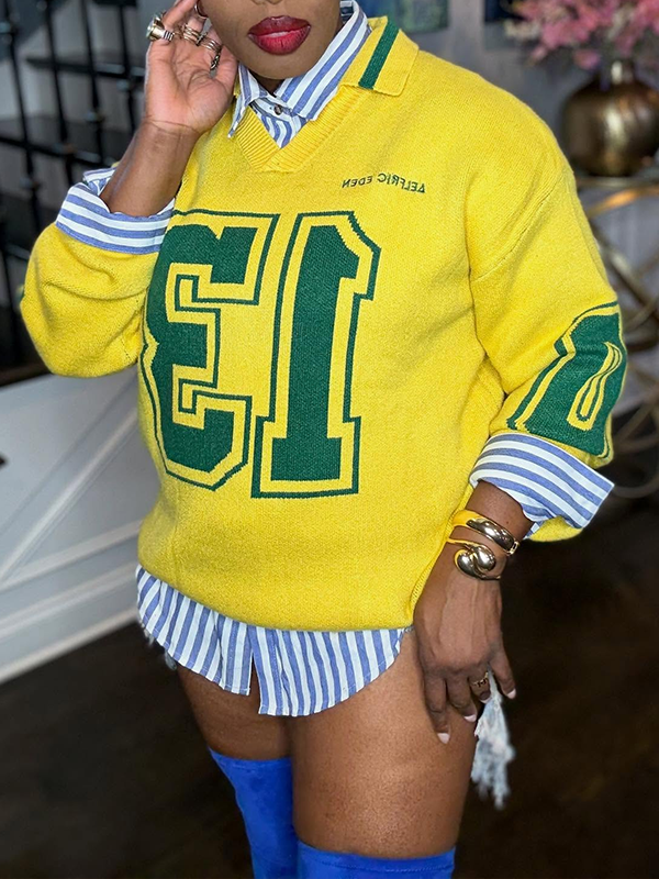 Two-Tone Polo Sweater