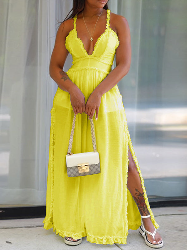 Frilled Wide-Leg Cami Jumpsuit
