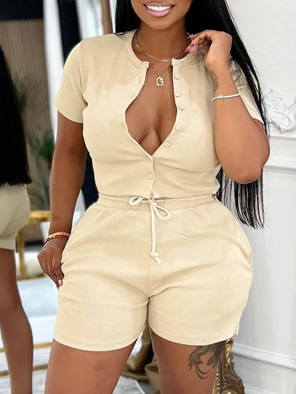 Buttoned Up Shorts Set