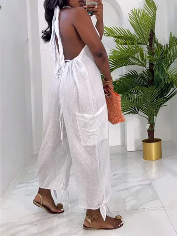 Halter Cargo Jumpsuit