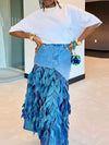 Feather Design Denim Skirt