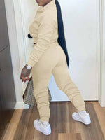 Solid Zip Sweatshirt & Pants Set