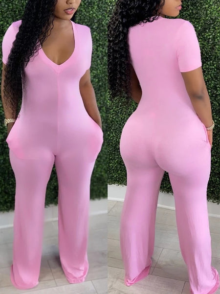 Morchique Solid V-Neck Jumpsuit