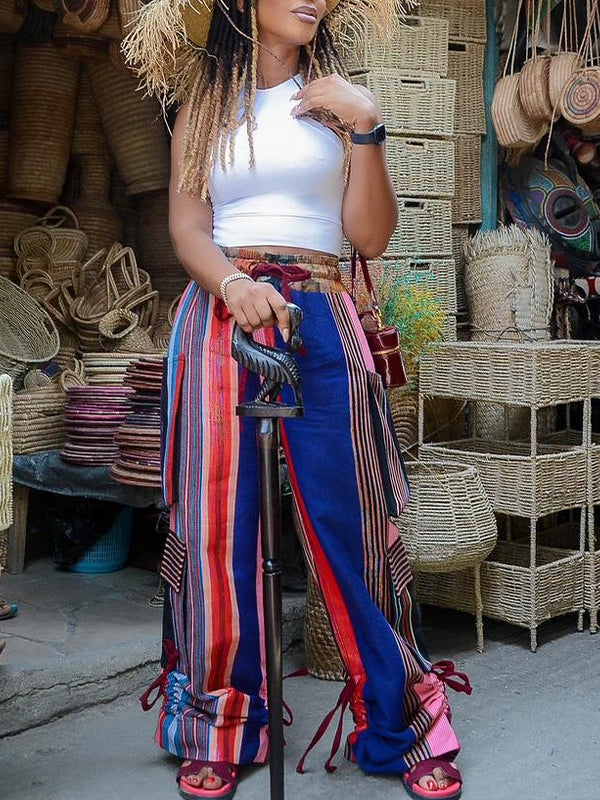 Morchique Printed Combo Wide-Leg Pants