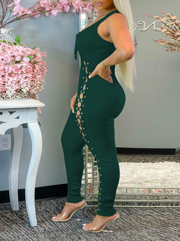 Morchique Lace-Up Sleeveless Jumpsuit