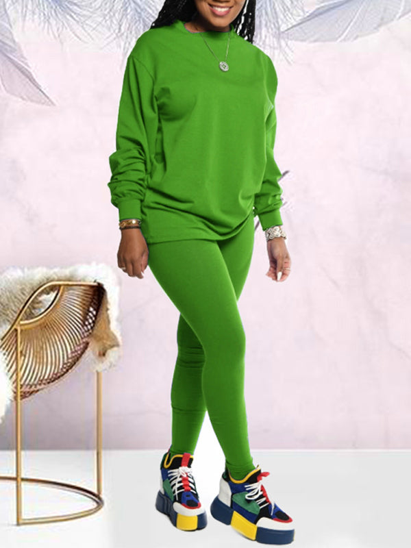 Morchique Solid Sweatshirt & Leggings Set