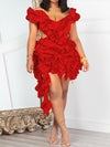 V Neck Frilled Dress